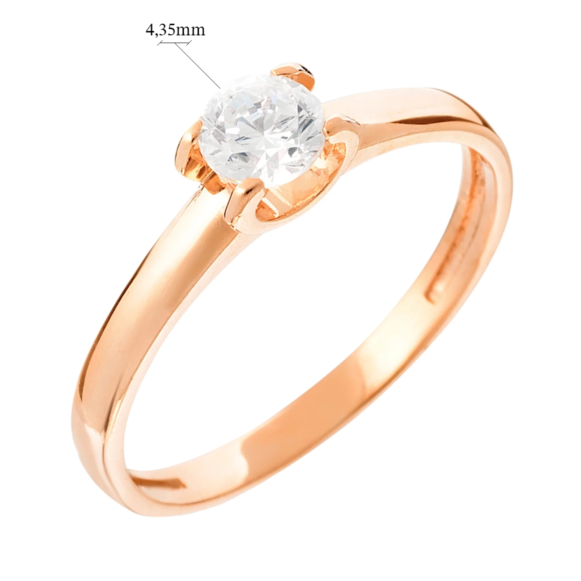 Золотое кольцо с фианитом - 585279 – изображение 2