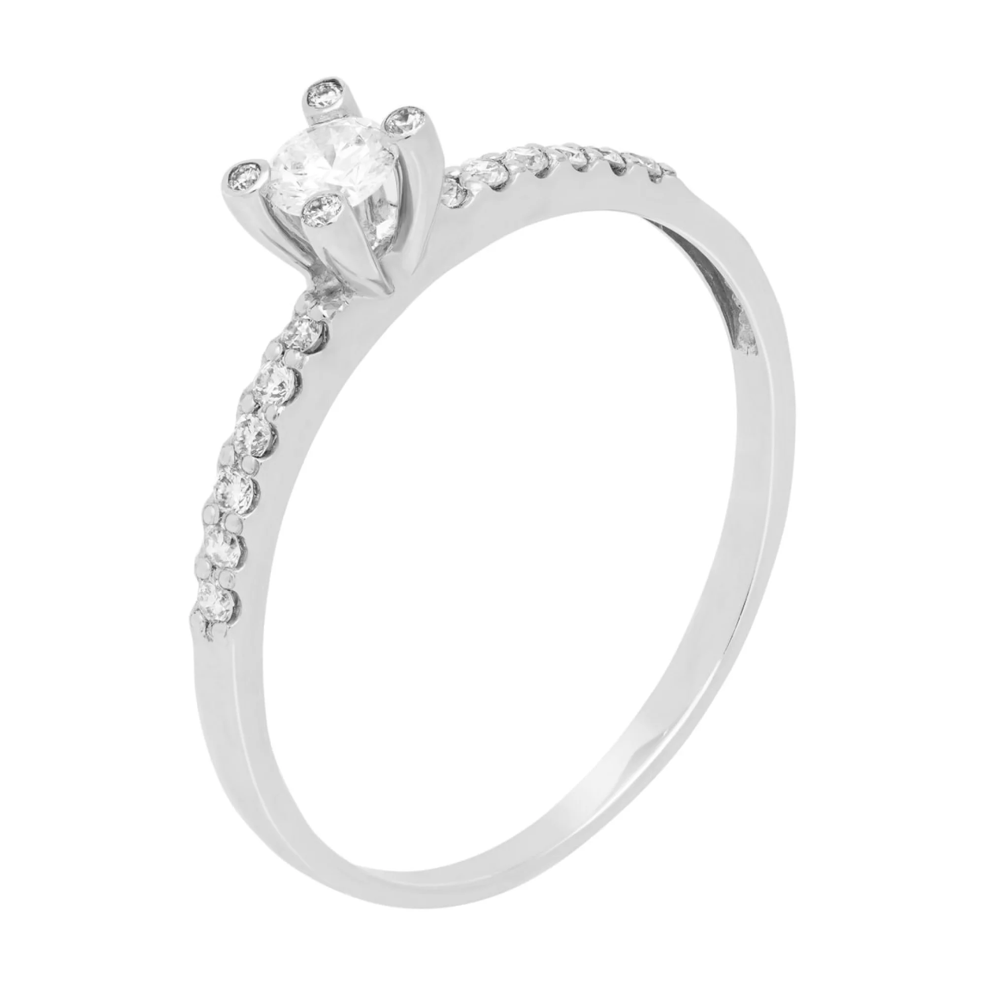 Кольцо для помолвки кольцо из белого золота с бриллиантами - 1760903 – изображение 1