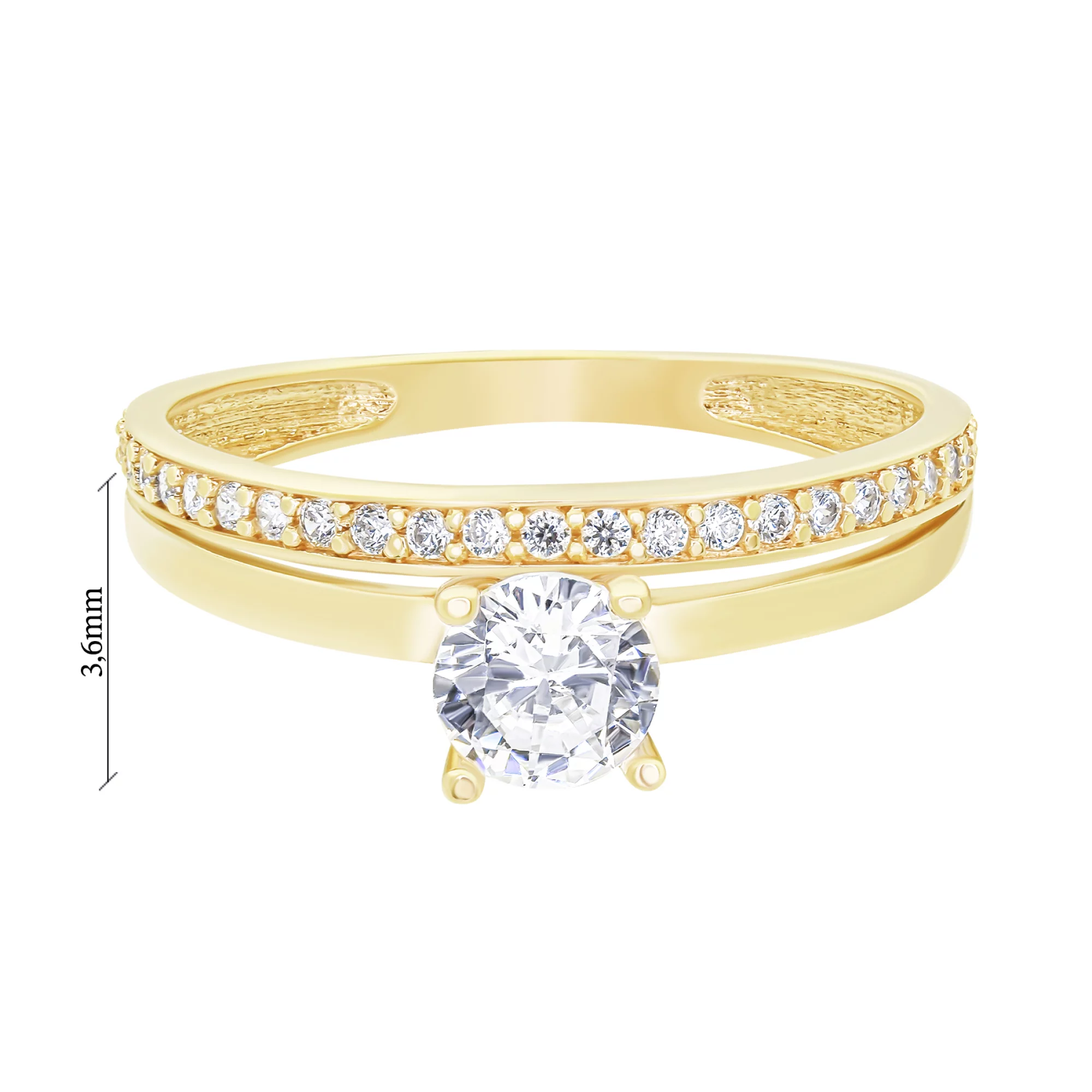 Двойное помолвочное кольцо в красном золоте с фианитами - 1578851 – изображение 3