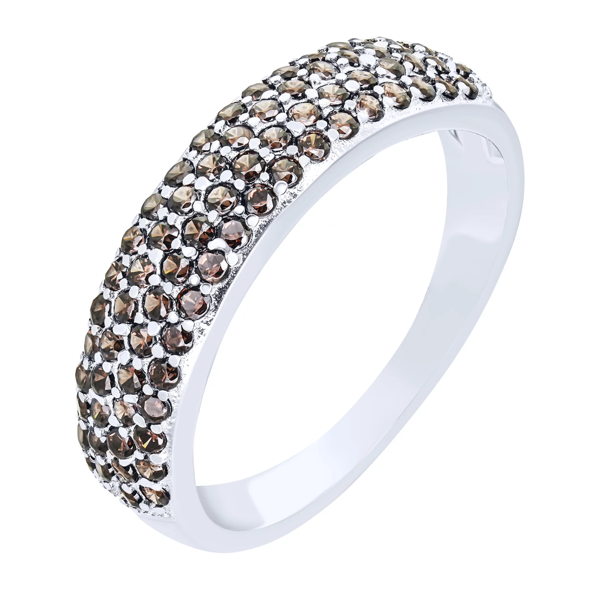 Серебряное кольцо с россыпью фианитов - 1611597 – изображение 1