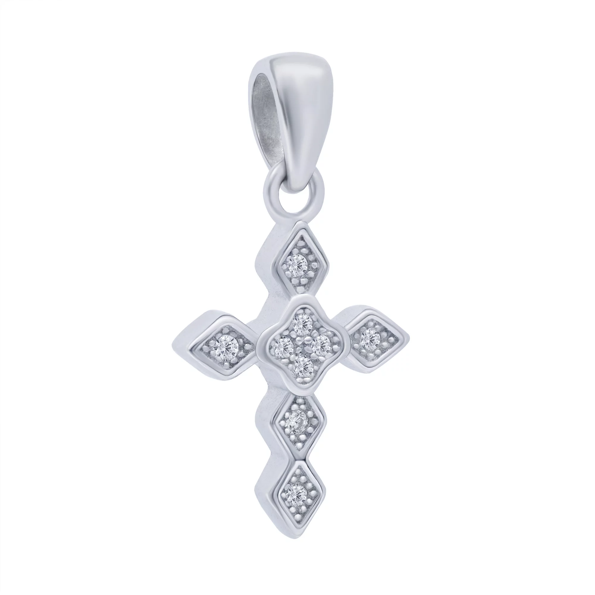 Крестик серебряный с фианитами - 1684965 – изображение 1