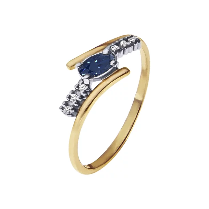 Золотое кольцо с бриллиантами и сапфиром. Артикул 52002/1,5сап: цена, отзывы, фото – купить в интернет-магазине AURUM