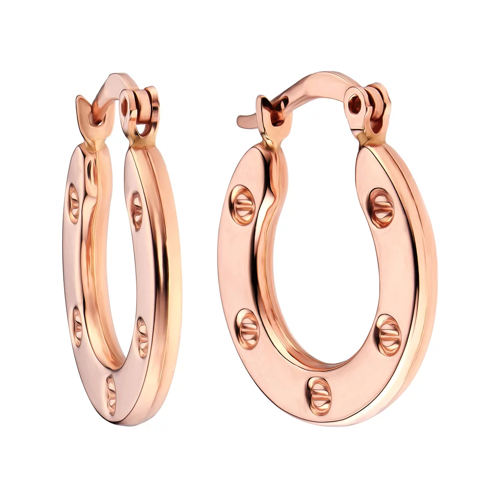 Сережки-кольца из красного золота Love. Артикул 105759: цена, отзывы, фото – купить в интернет-магазине AURUM