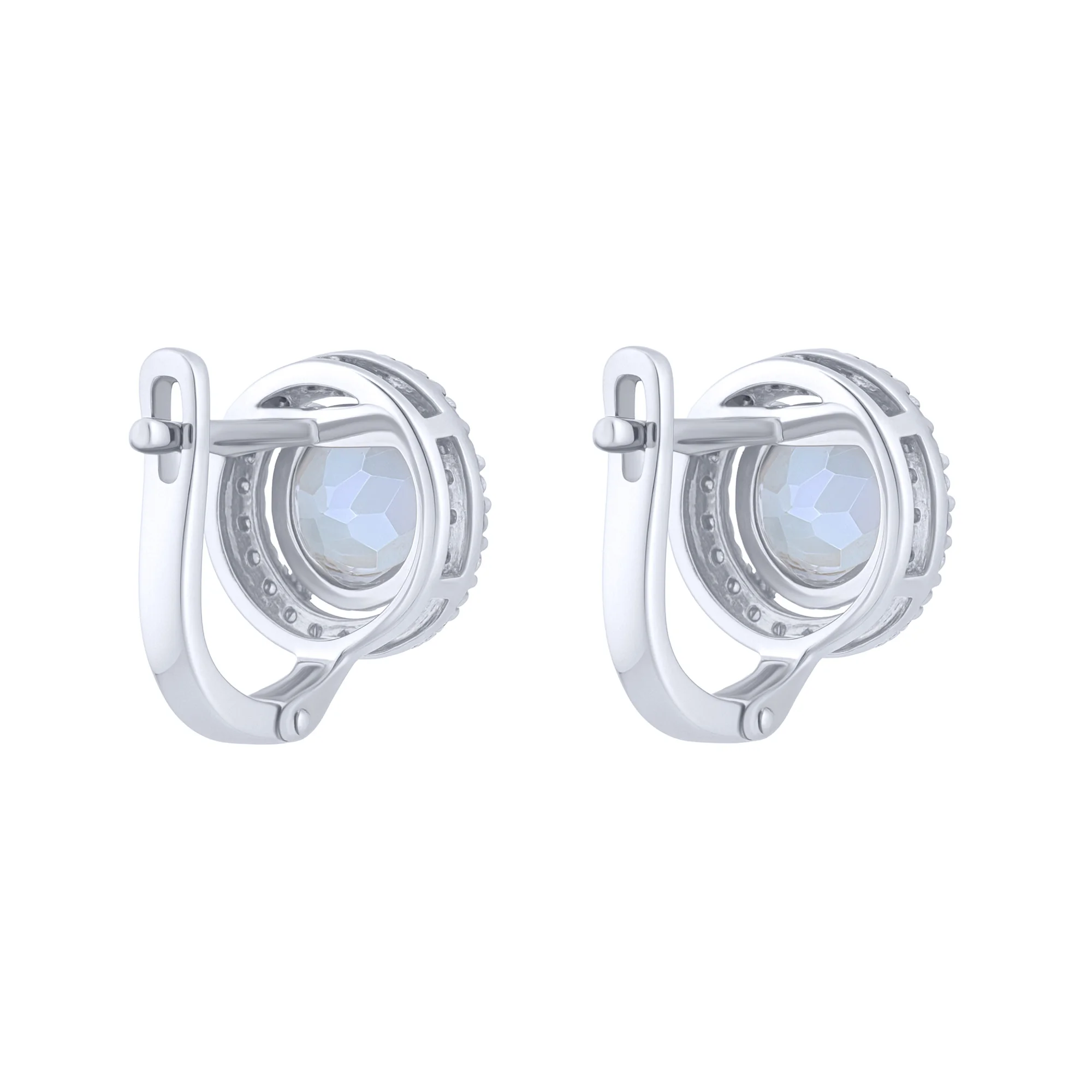 Серебряные серьги с топазом мистик и дорожкой фианитов - 2146900 - 2
