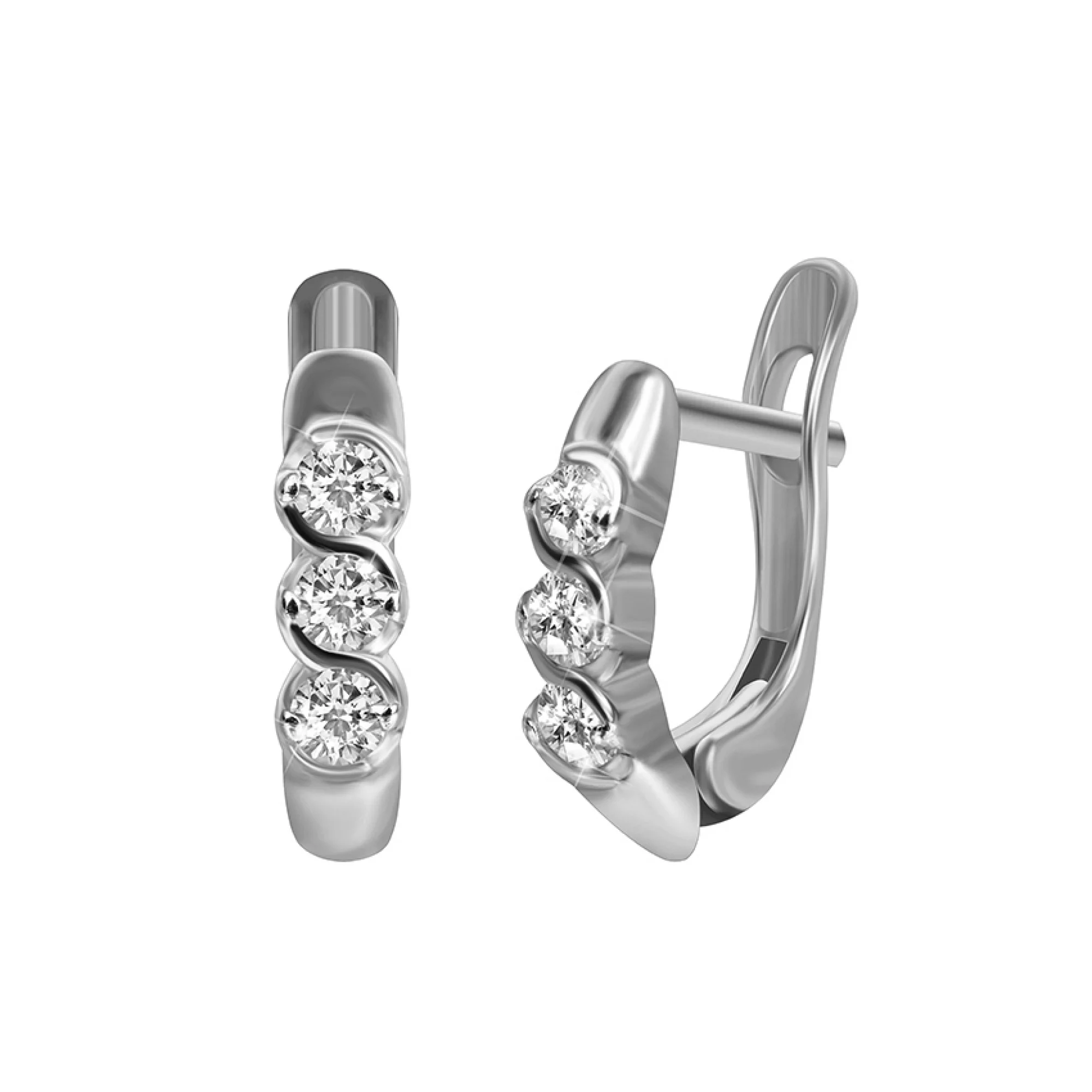 Сережки серебряные с фианитами - 375422 - 1