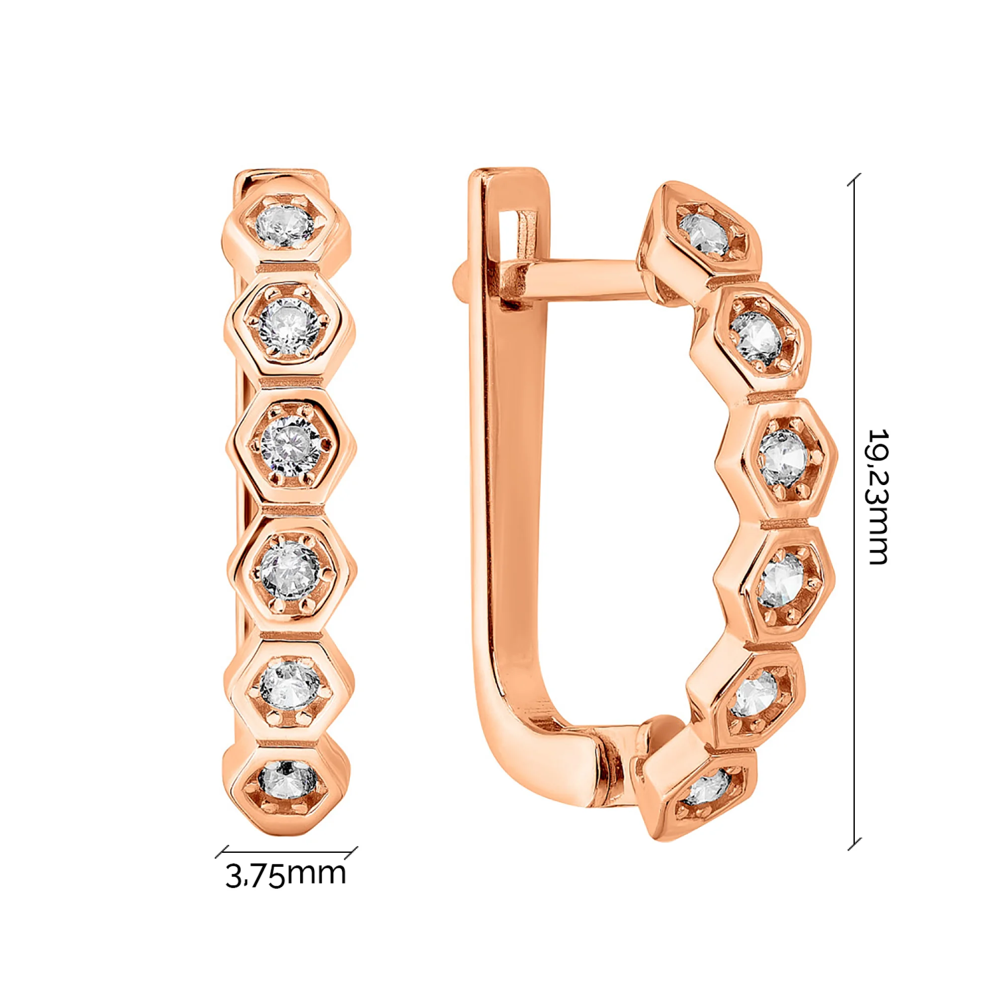Серьги из красного золота с фианитами - 1504798 - 5