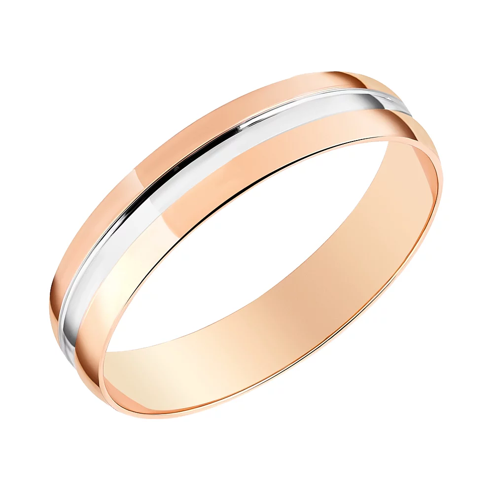 Обручальное кольцо из комбинированного золота Американка. Артикул 239188: цена, отзывы, фото – купить в интернет-магазине AURUM