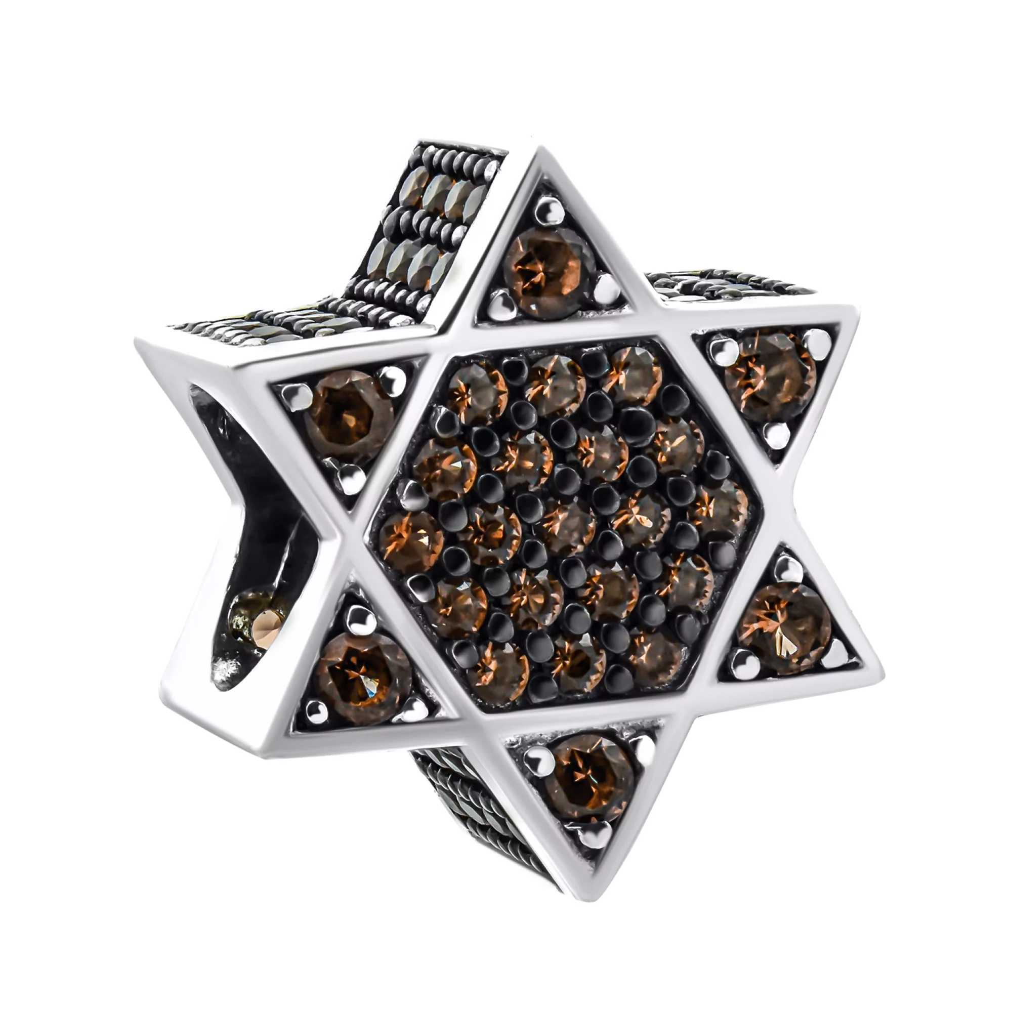Шарм "Звезда Давида" серебряный с фианитами - 1546341 – изображение 1