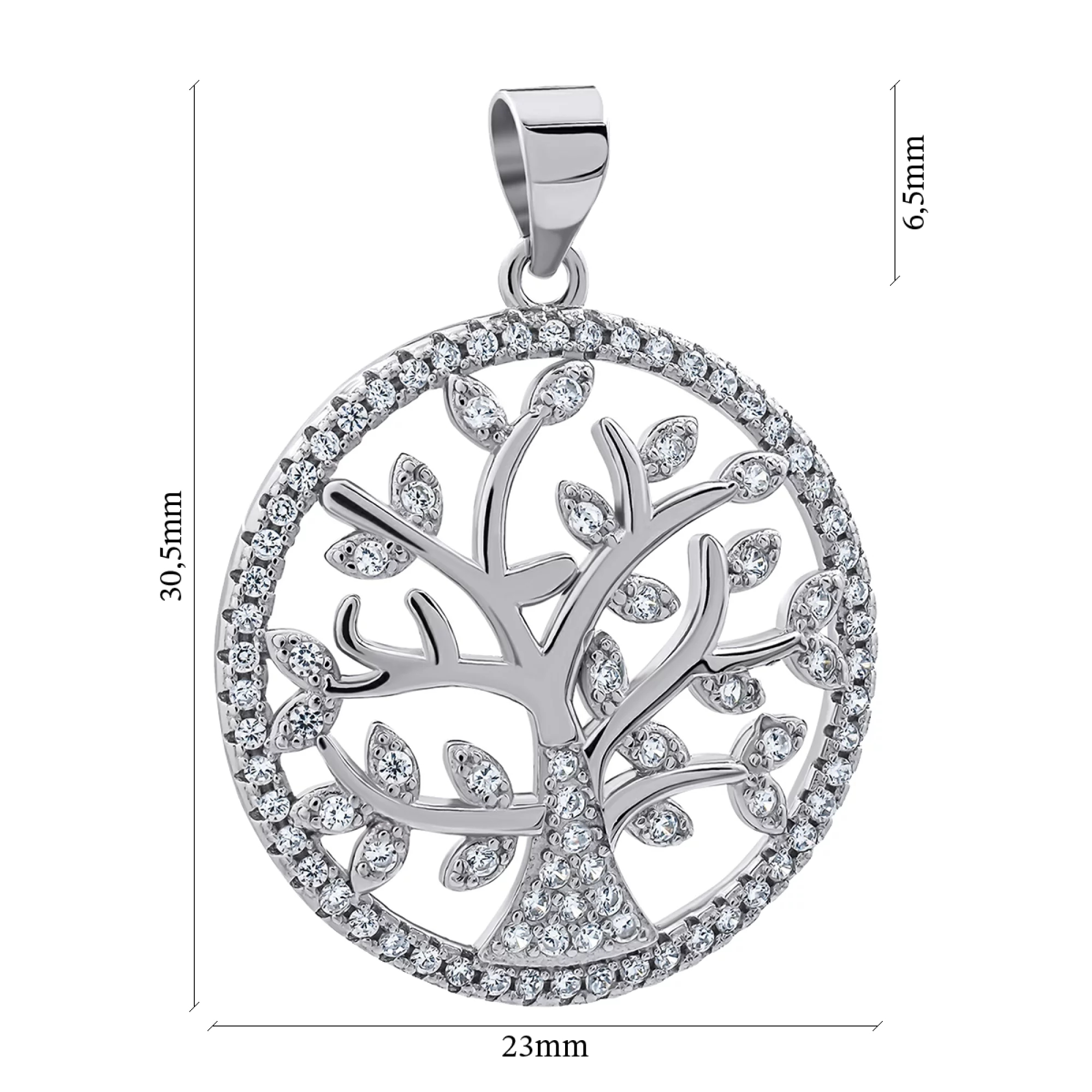 Підвіска срібна з фіанітом "Дерево життя" - 1269098 – зображення 2