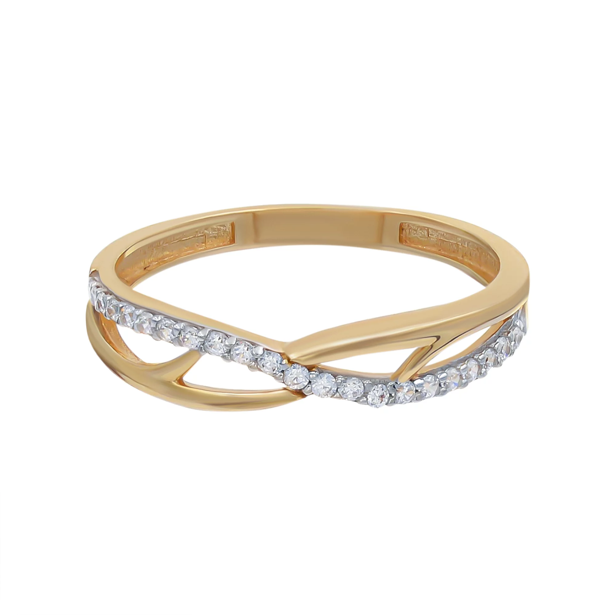 Золотое кольцо с фианитом - 521634 – изображение 2