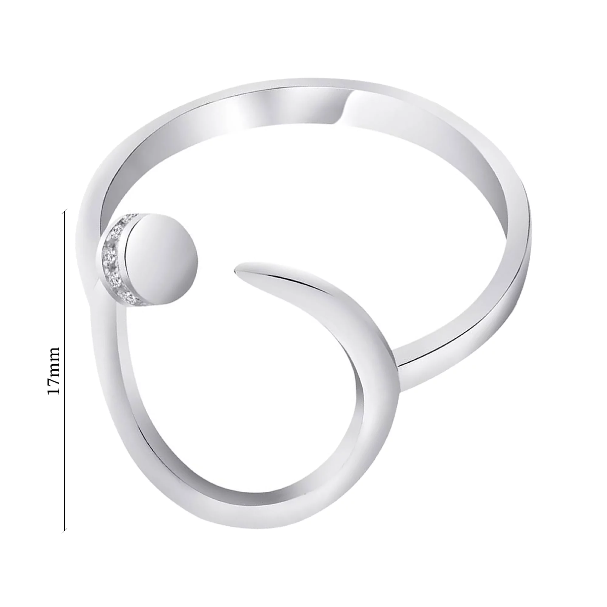 Кольцо серебряное с фианитом - 1279423 – изображение 2