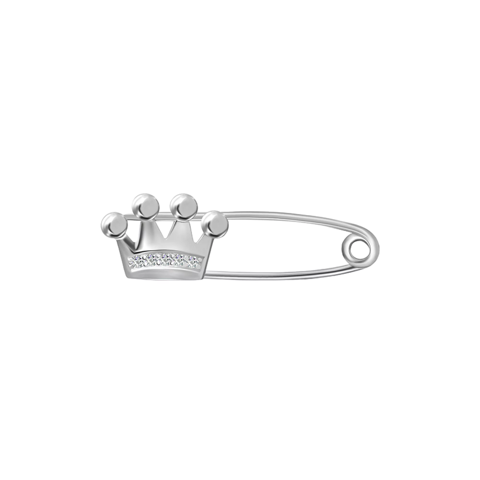 Булавка из серебра "Корона" с фианитом - 1426936 – изображение 1