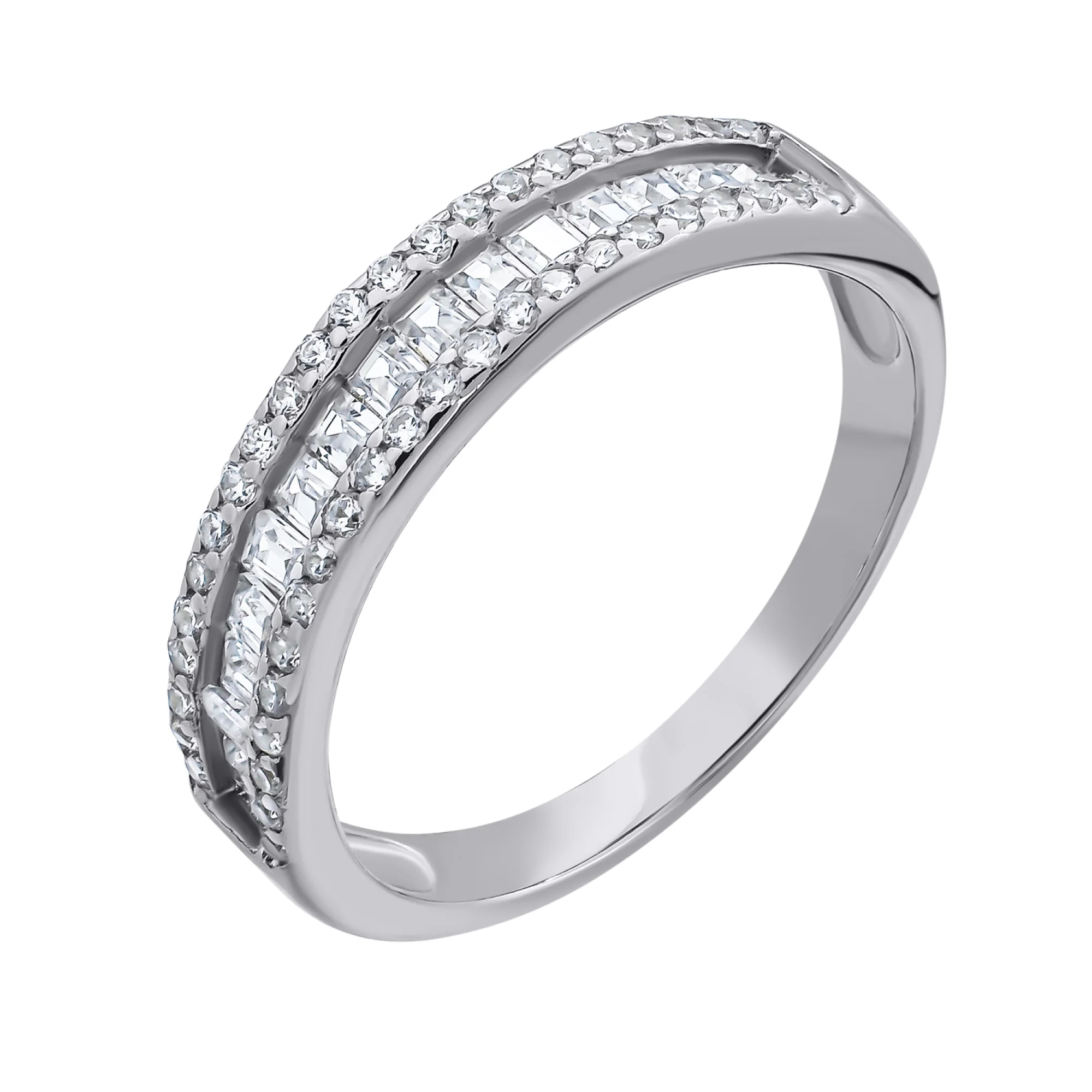 Кольцо из серебра с фианитами - 1428485 - 1