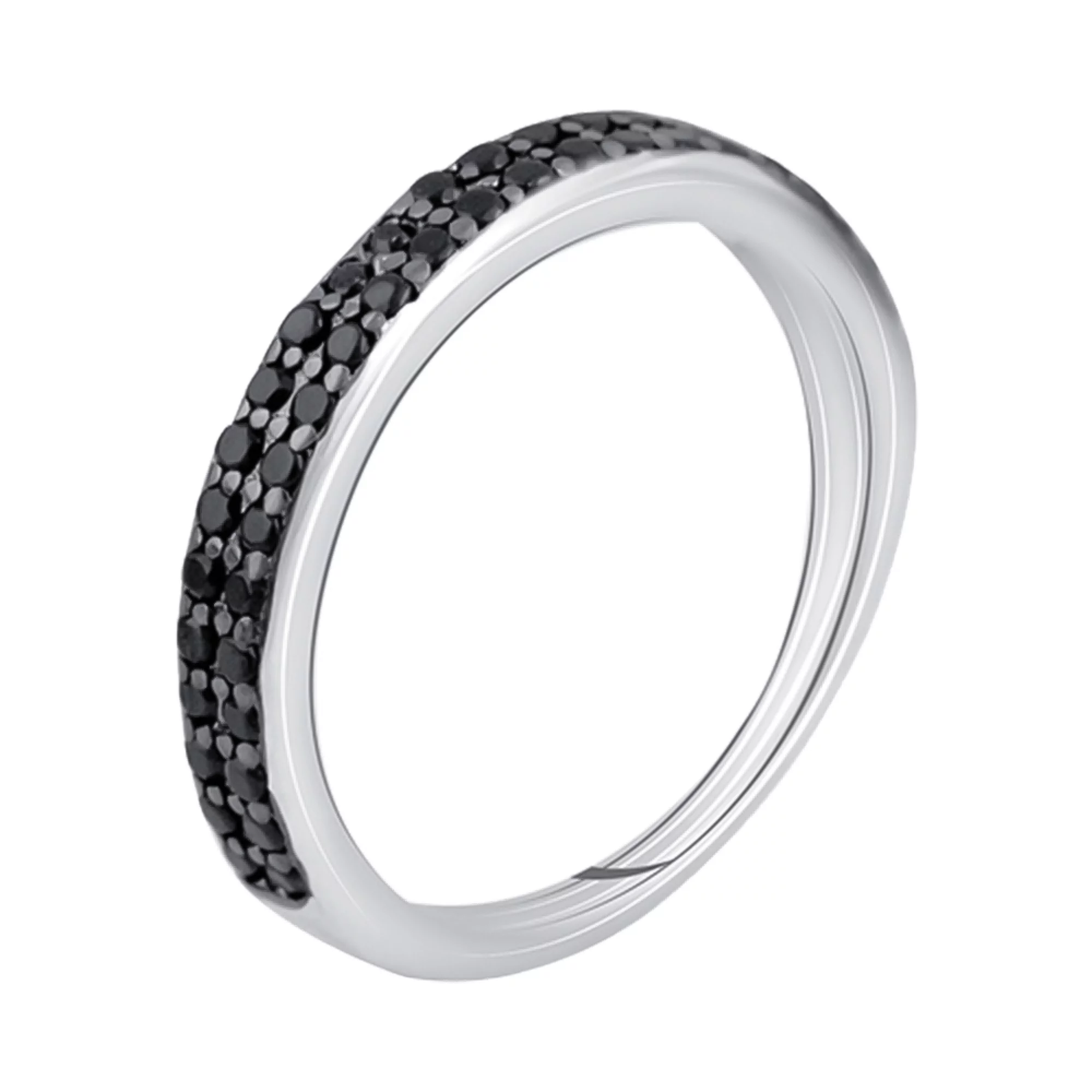Кольцо из серебра с черными фианитами - 1483873 – изображение 1