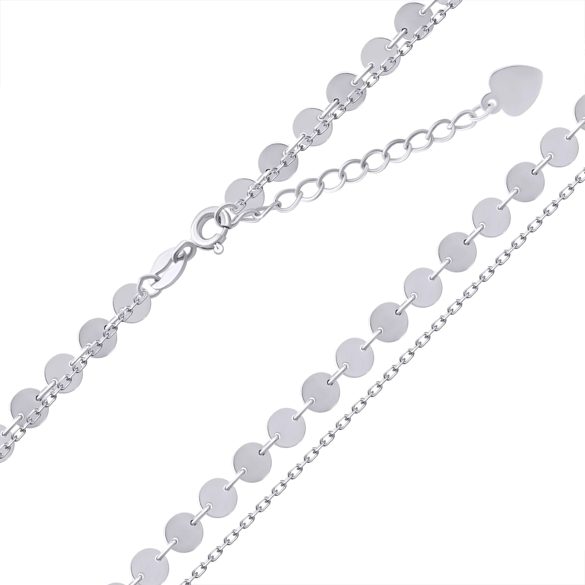 Браслет на ногу срібний з монетками з Якірним плетінням - 859331 – зображення 1