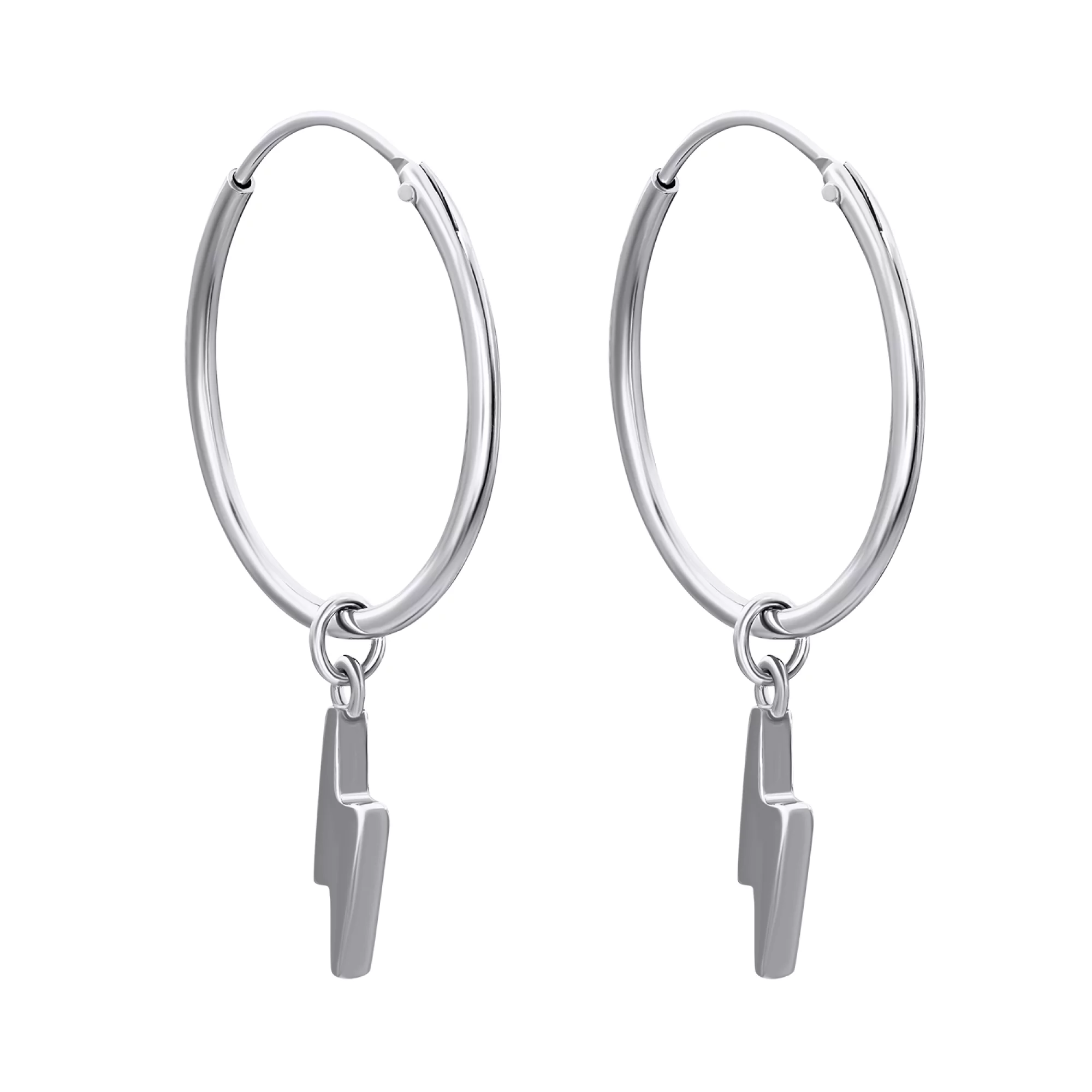 Сережки-кільця зі срібла з підвісами - 1483509 – зображення 1