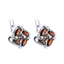 Серьги из серебра с гранатом и фианитами - 1525058