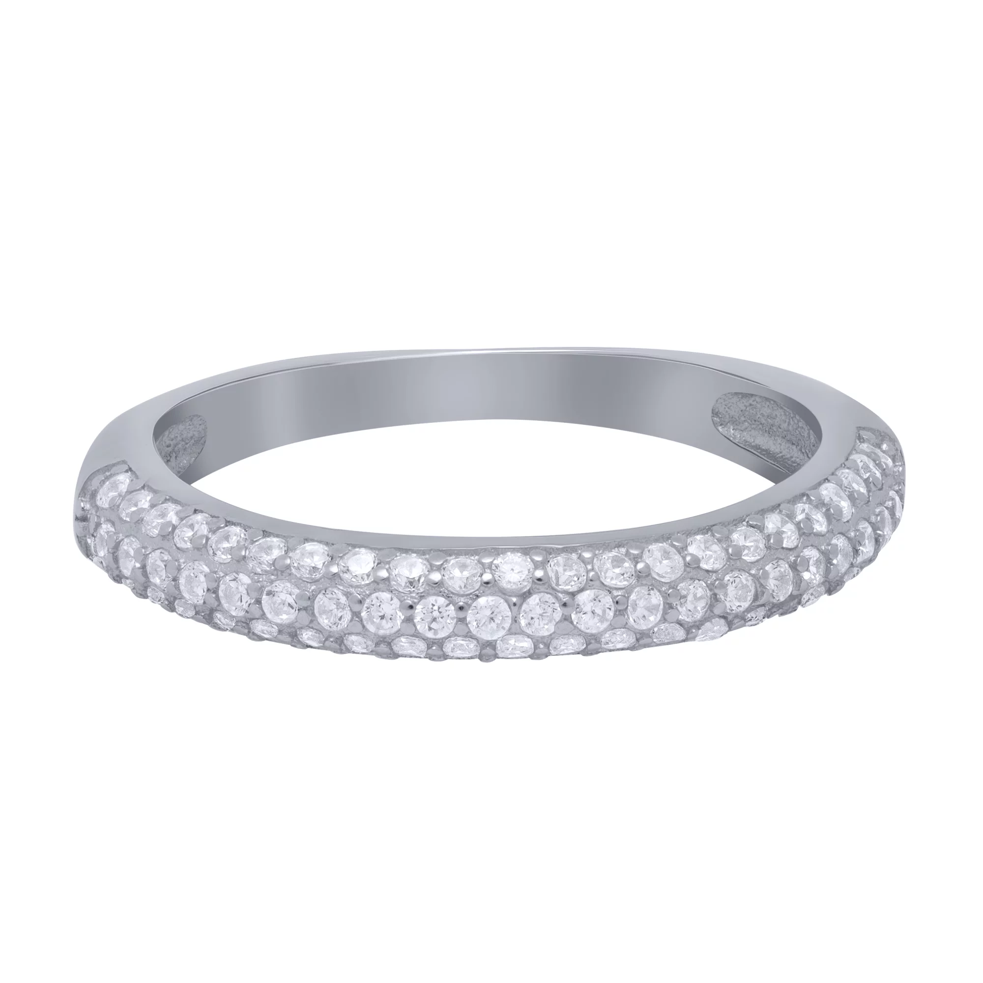 Серебряное кольцо с россыпью фианитов - 1701659 – изображение 2