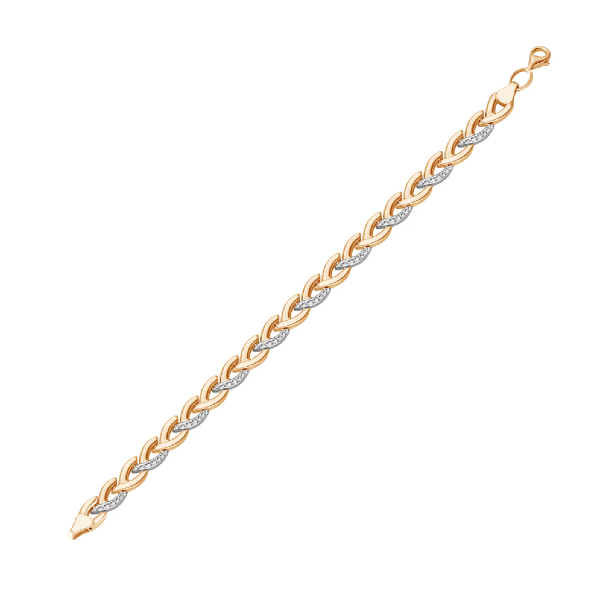 Браслет из комбинированного золота с плетением ролекс - 966496 – изображение 1