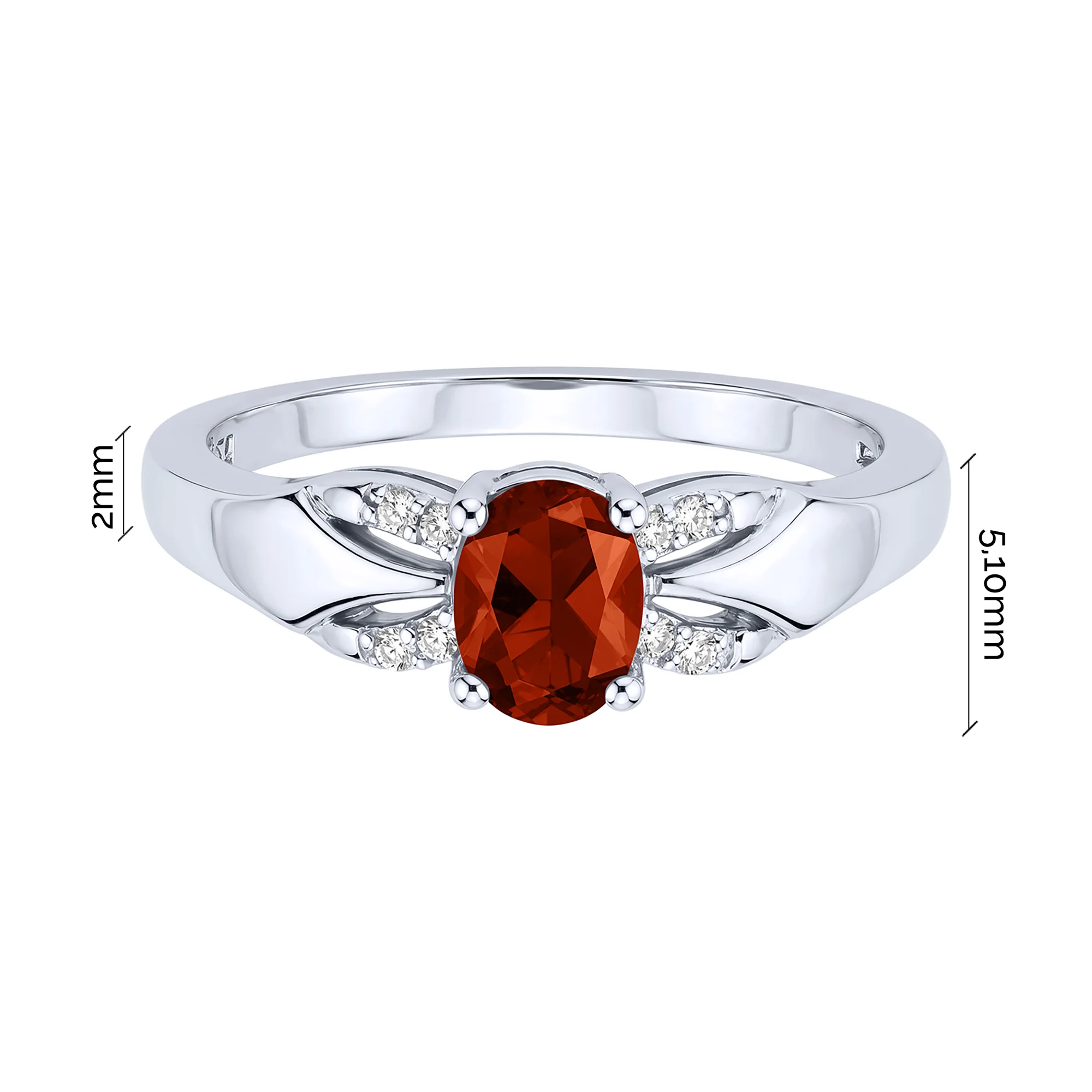 Кольцо из серебра с гранатом и фианитами - 2297679 - 3