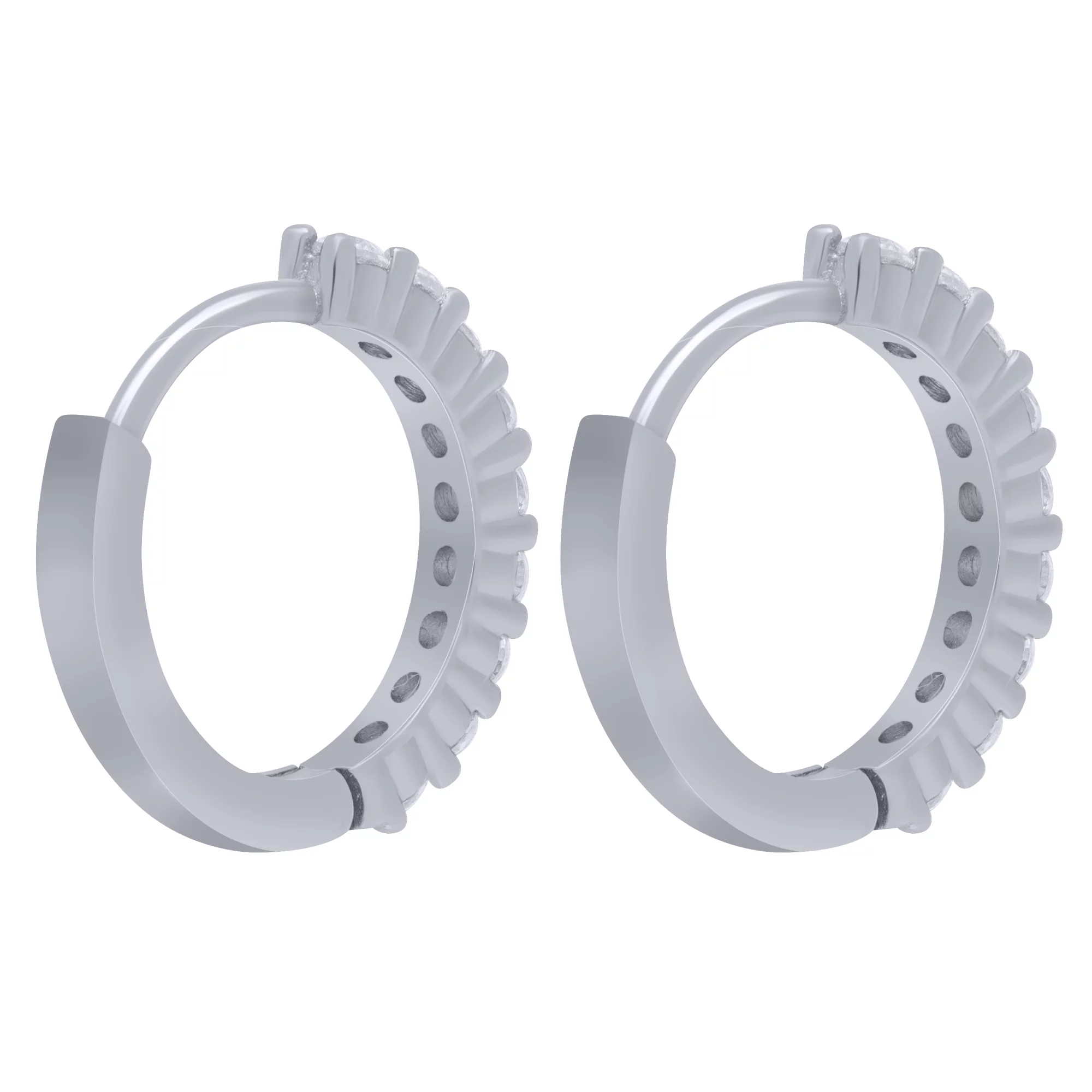 Сережки-кільця срібні з доріжкою фіанітів - 1701781 – зображення 2