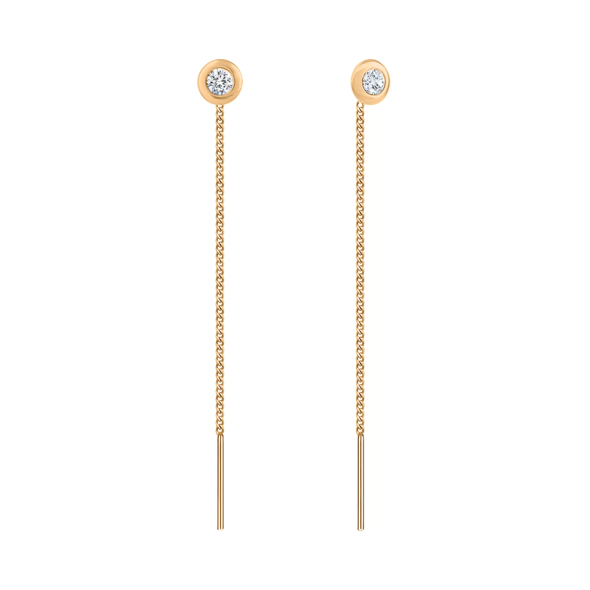 Серьги-протяжки золотые с фианитом - 1581333 – изображение 1