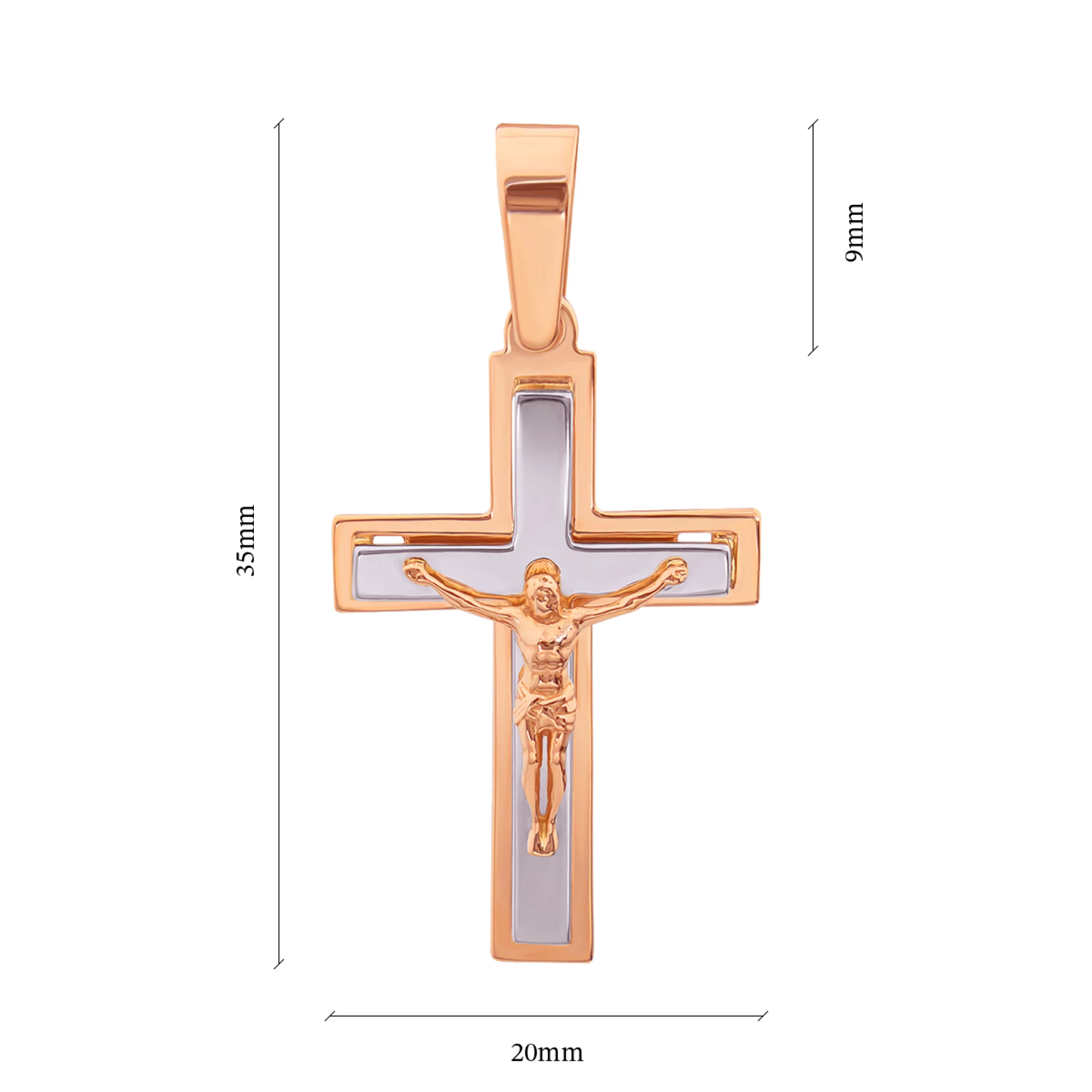 Крестик из комбинированного золота с распятием - 815793 – изображение 3