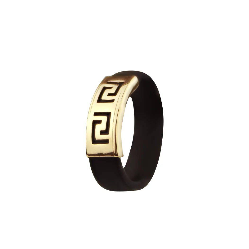 Кольцо с каучуком и золотой вставкой. Артикул 900619: цена, отзывы, фото – купить в интернет-магазине AURUM