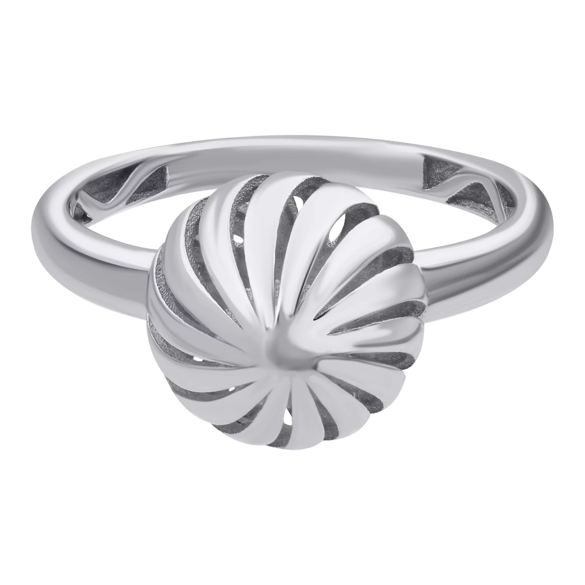Кольцо серебряное с платиновым покрытием - 878659 – изображение 2