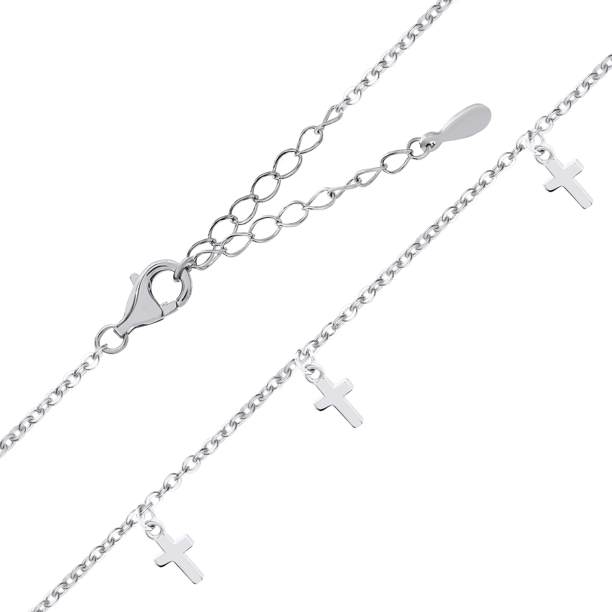 Срібне кольє з хрестиками плетіння якірне - 1521097 – зображення 1