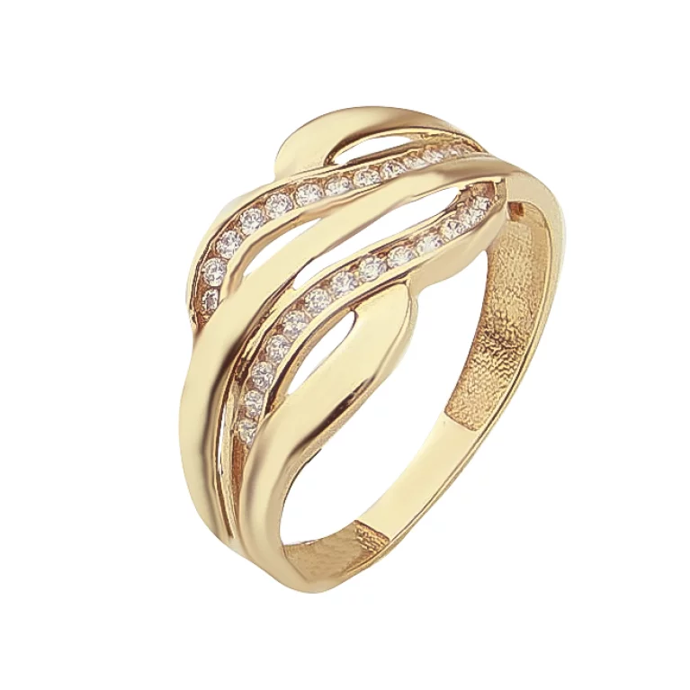Золотое кольцо с фианитами. Артикул 9100641: цена, отзывы, фото – купить в интернет-магазине AURUM