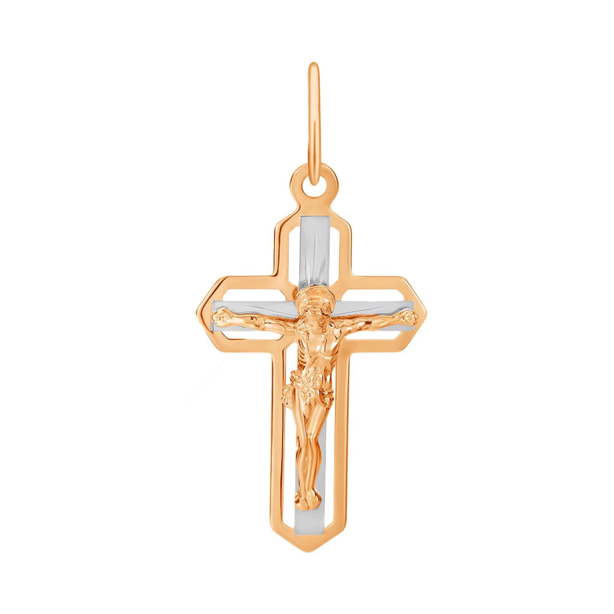 Хрестик з комбінованого золота - 1410664 – зображення 1