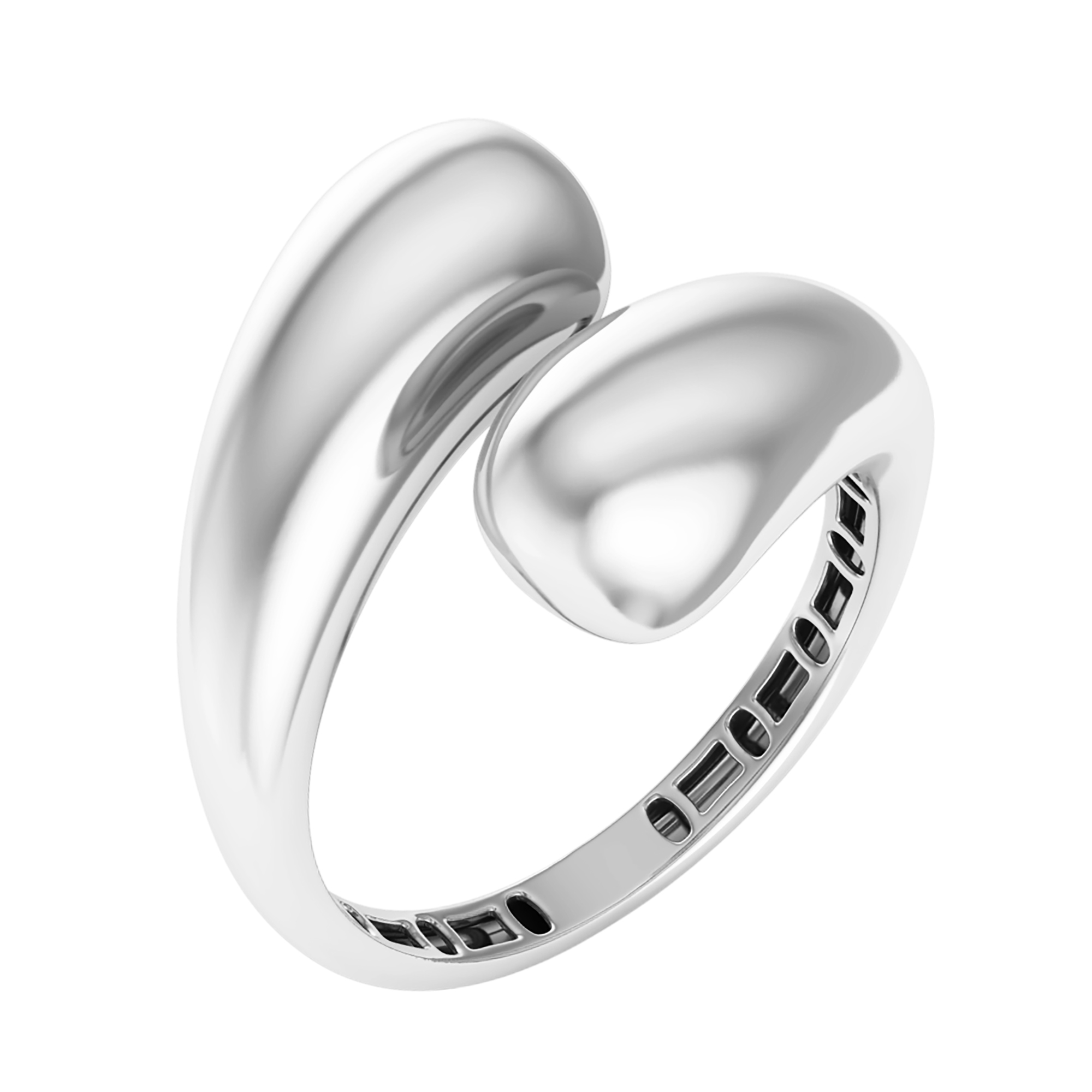 Незамкнена каблучка "Крапля" із білого золота