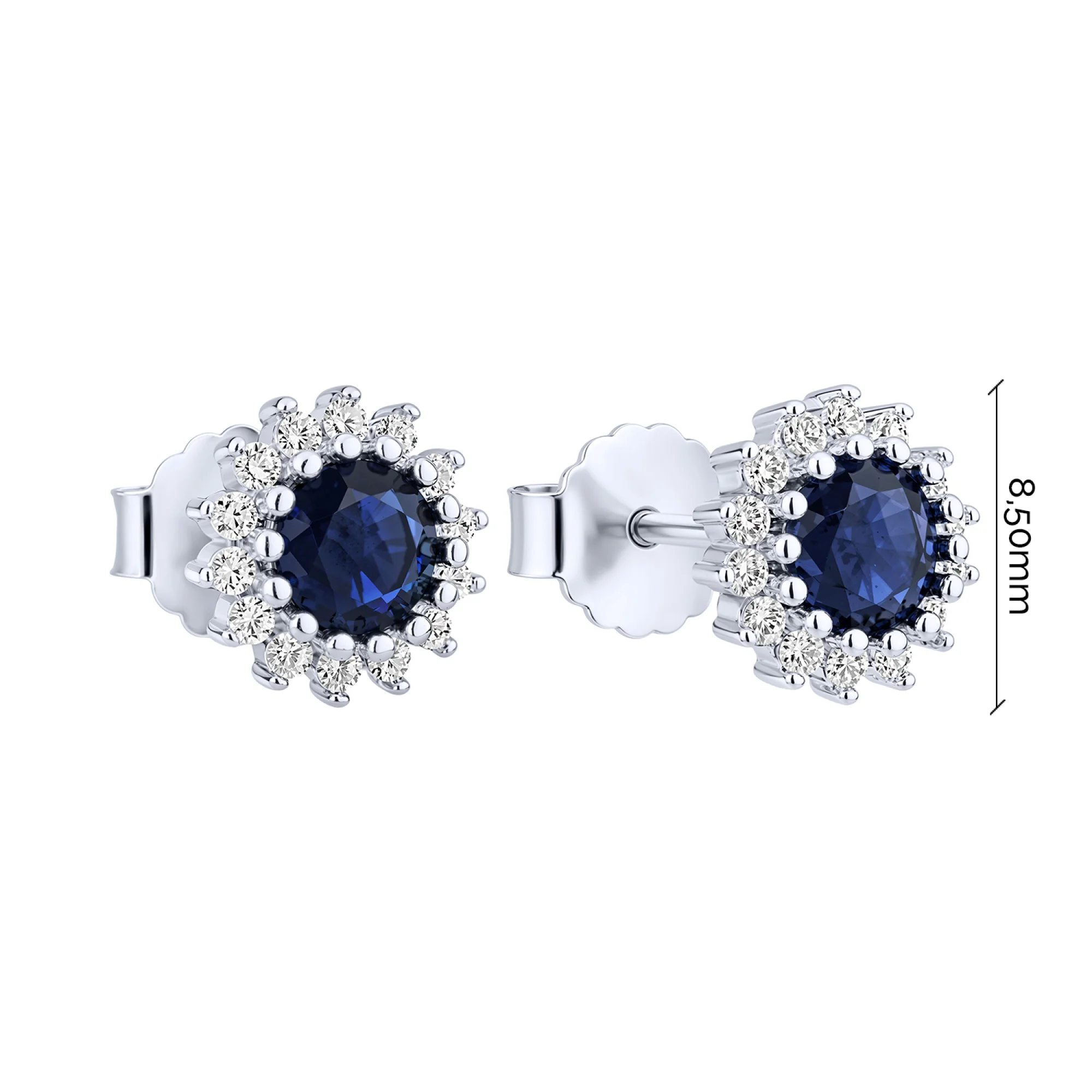 Серьги-гвоздики из серебра с фианитами и альпинитом - 2205919 - 2