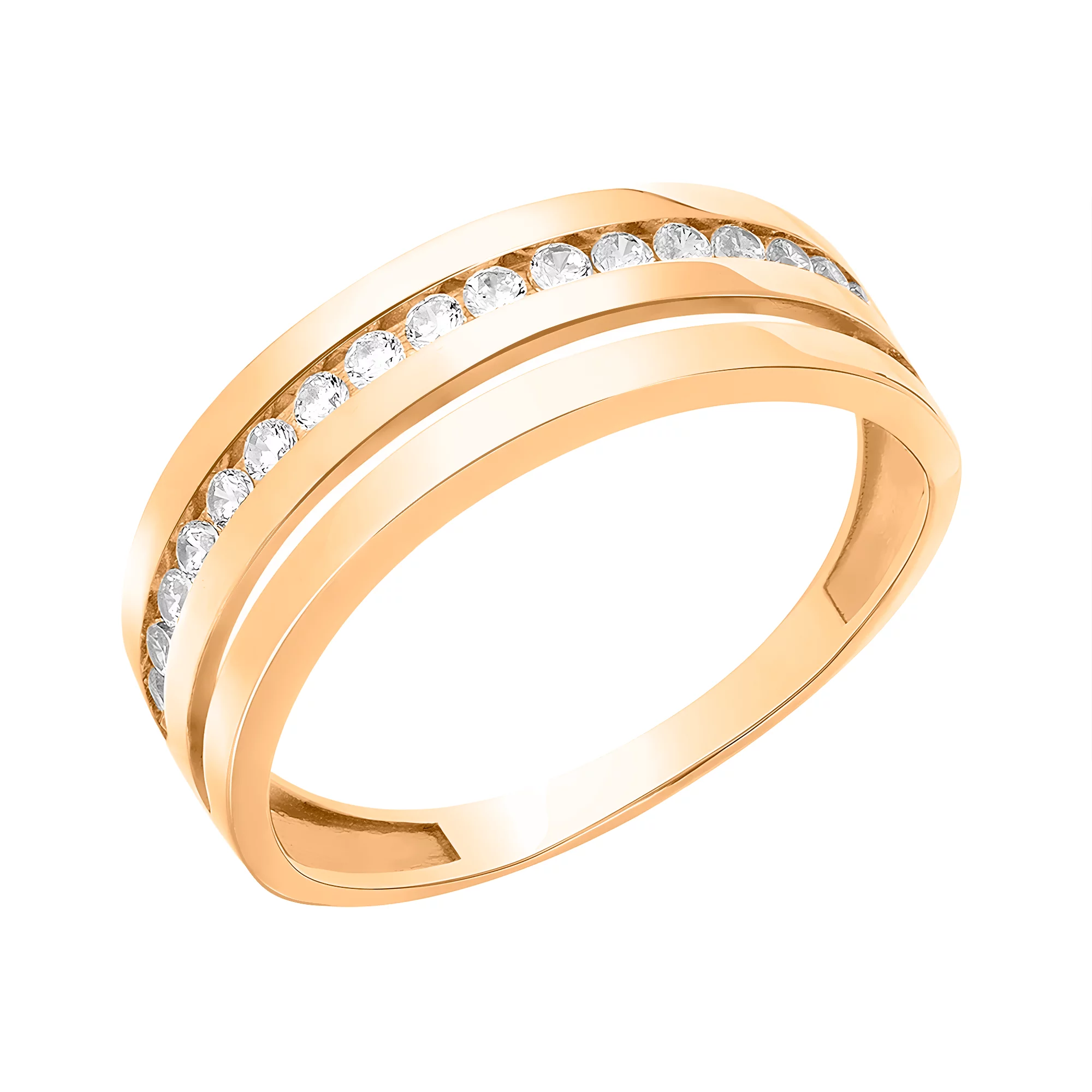 Золотое кольцо с фианитом - 585405 – изображение 1