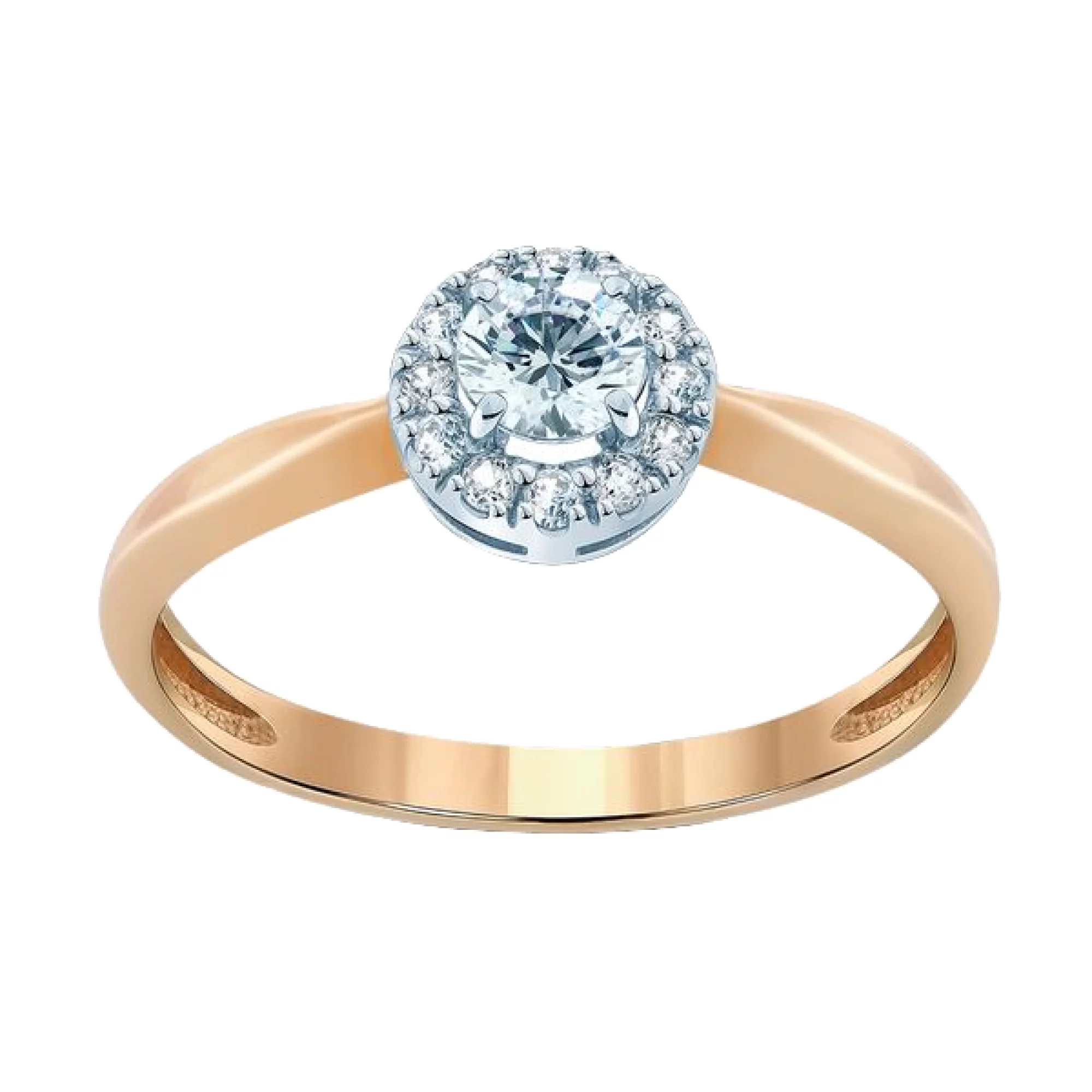 Золотое кольцо с фианитом - 482840 – изображение 1