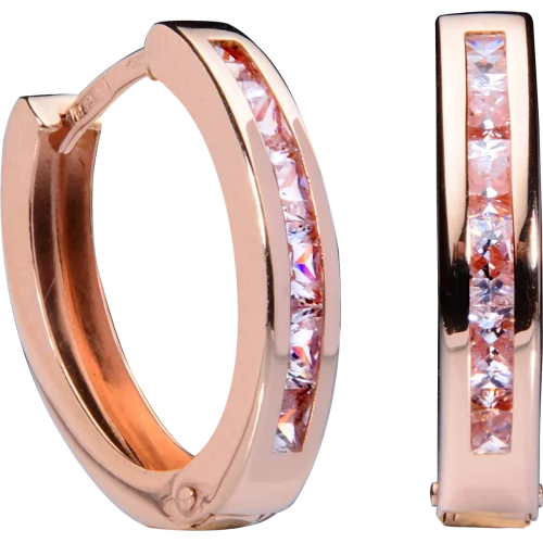 Сережки-кольца из красного золота с фианитом. Артикул 470323: цена, отзывы, фото – купить в интернет-магазине AURUM
