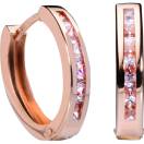 Сережки-кольца из красного золота с фианитами - 407767