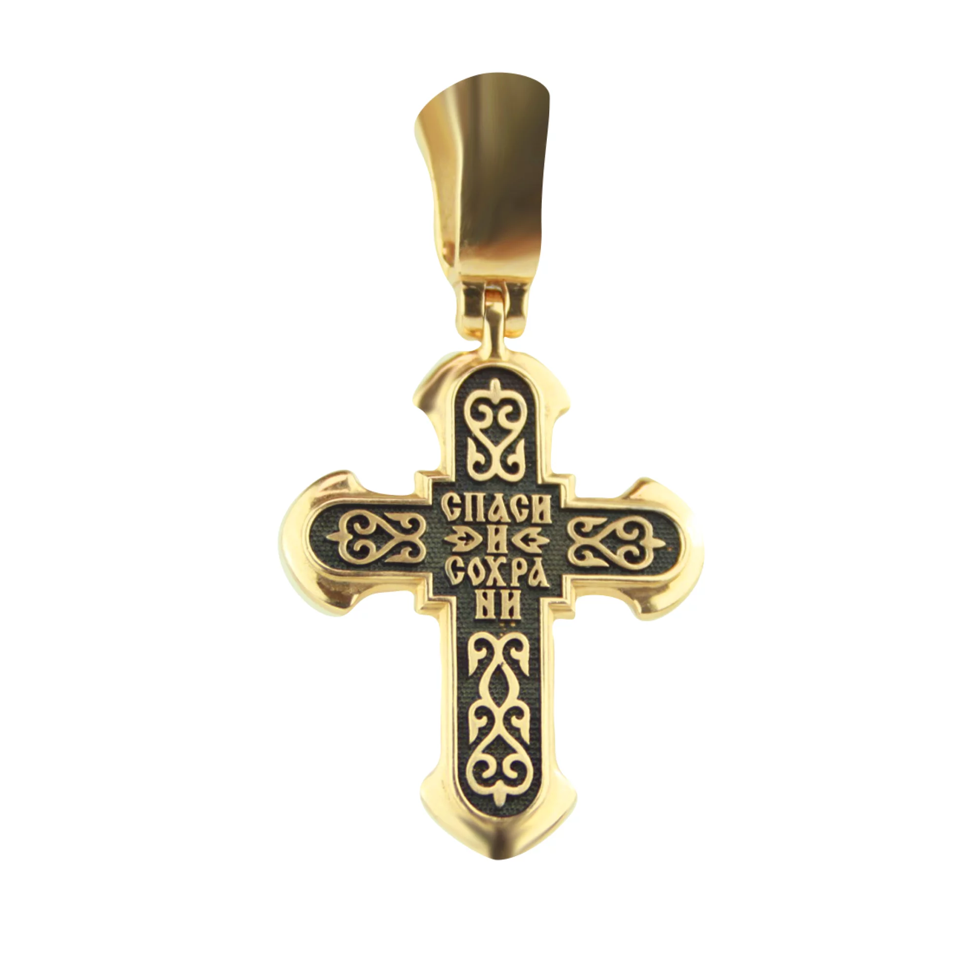 Золотой крестик с чернением - 431418 – изображение 2