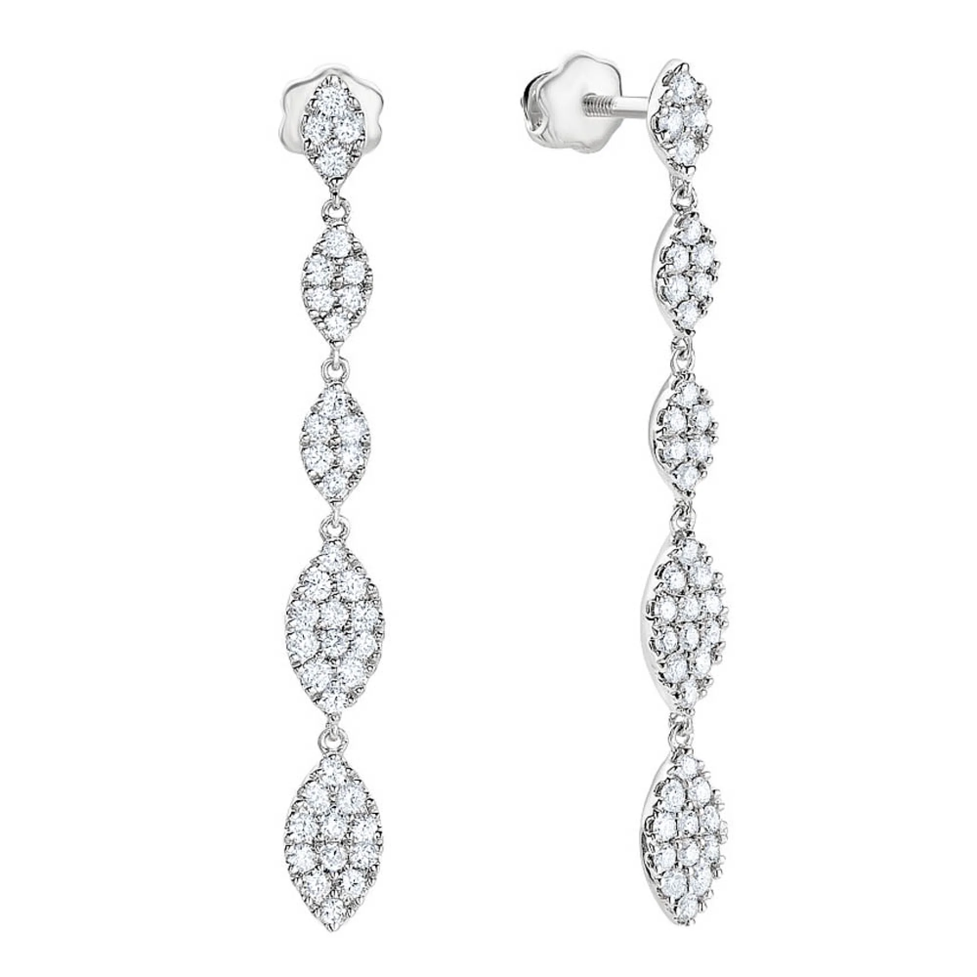 Серьги-гвоздики с подвесами и бриллиантами в белом золоте - 1698097 - 4