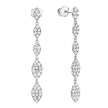 Сережки-гвоздики з підвісками та діамантами у білому золоті - 1698097