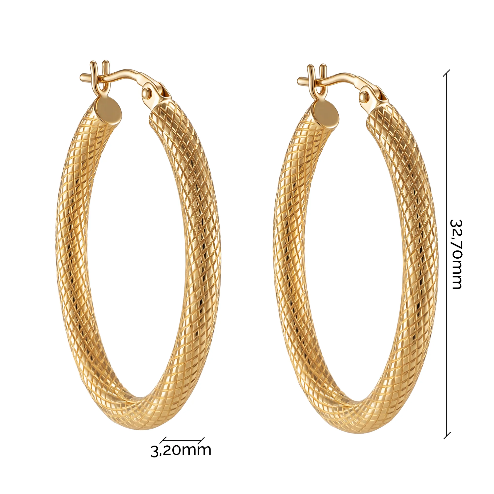 Серьги-кольца из желтого золота с узором - 2129779 - 4
