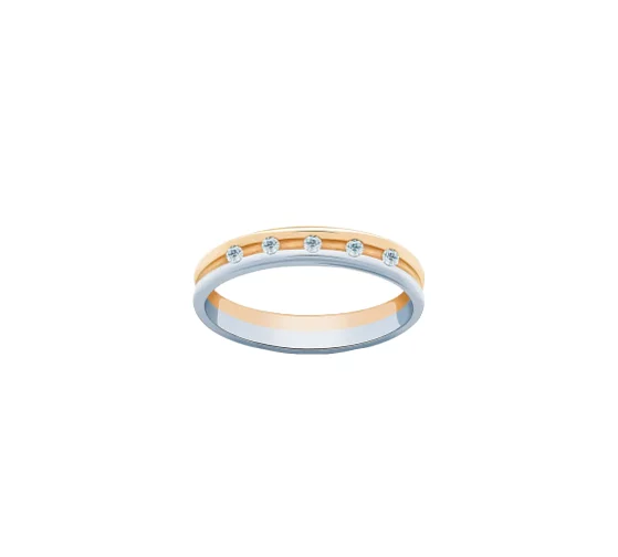 Обручальное кольцо из комбинированного золота с бриллиантами. Артикул 880117: цена, отзывы, фото – купить в интернет-магазине AURUM