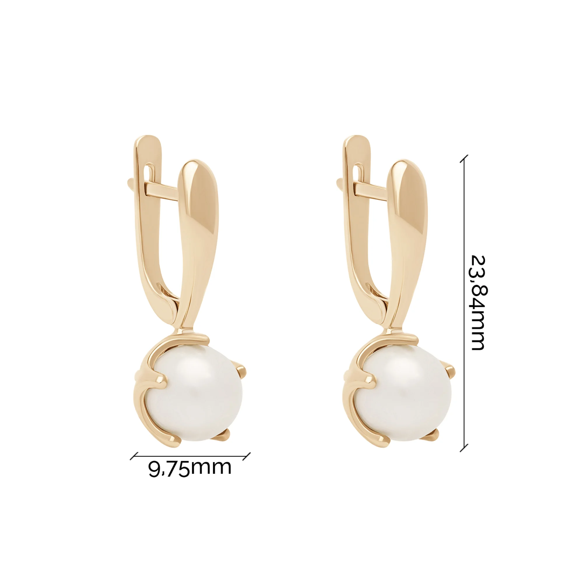 Сережки из красного золота с жемчугом - 1738401 - 6