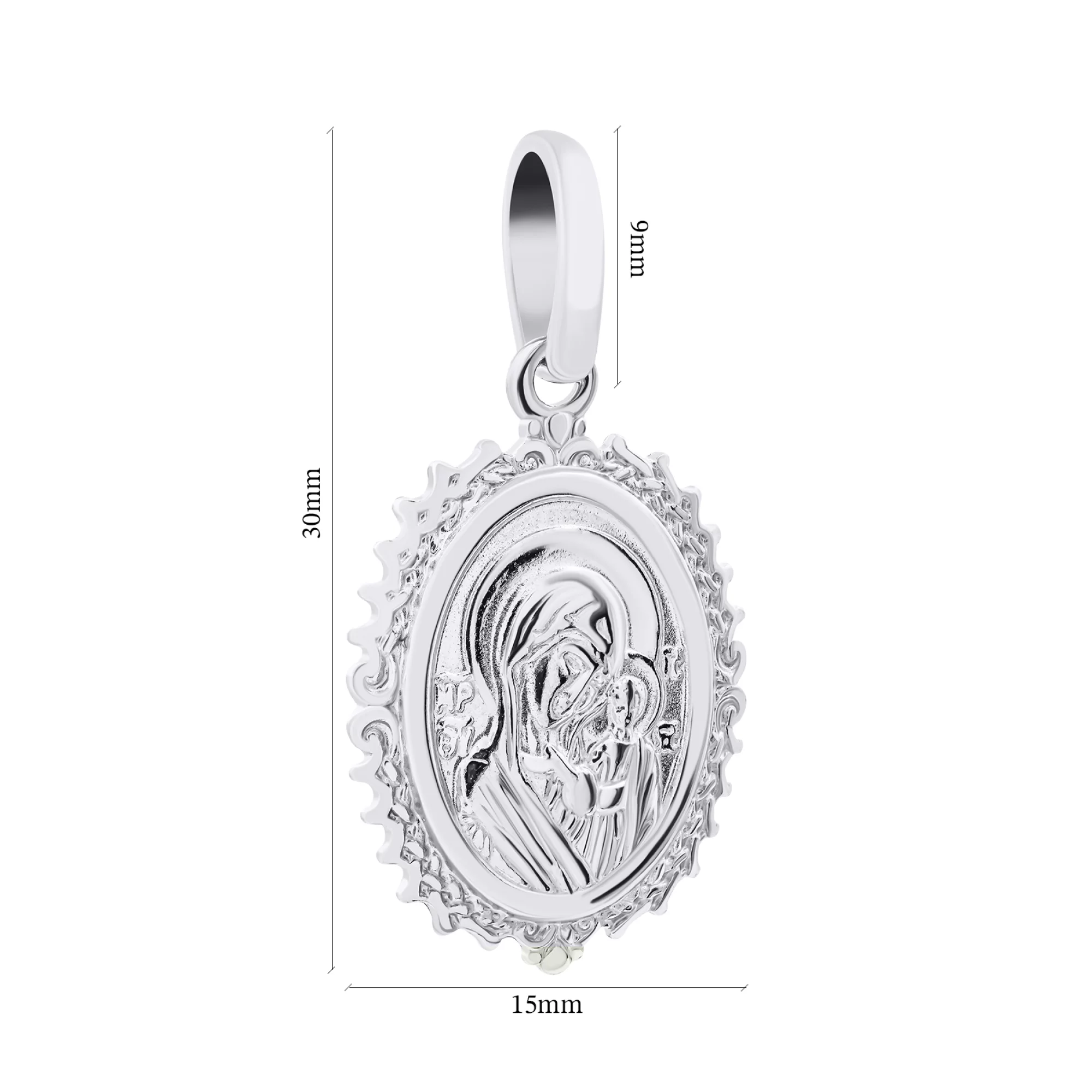 Ладанка из серебра с родированием Богородица "Казанская" - 1521547 – изображение 2