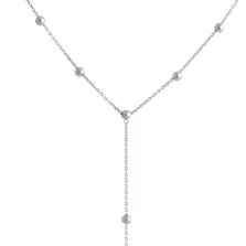 Колье из белого золота с шариками в якорном плетении - 1263660