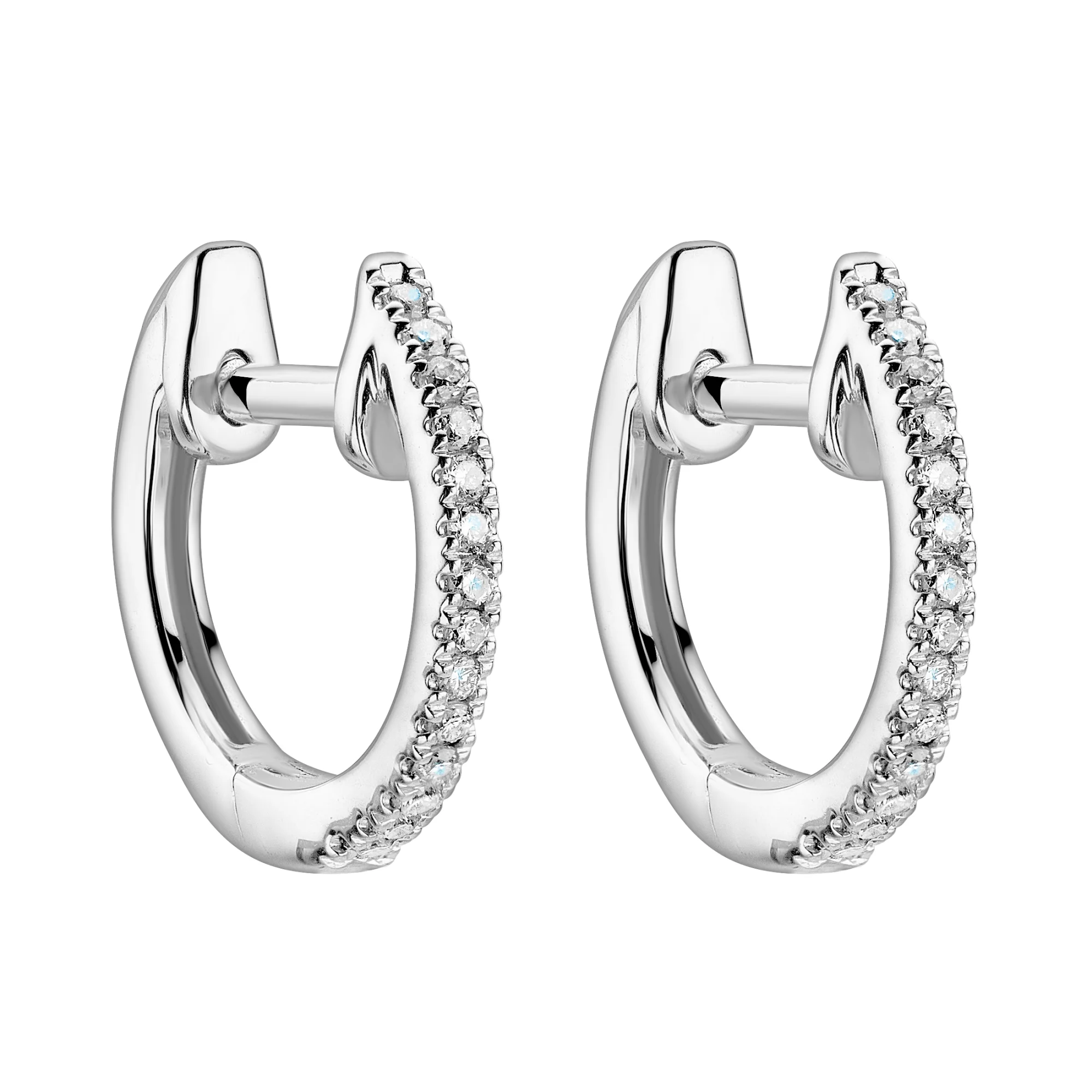 Сережки-кільця із білого золота з діамантами - 2126709 - 1