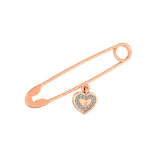 Шпилька з червоного золота з фіанітом "Серце" - 962552