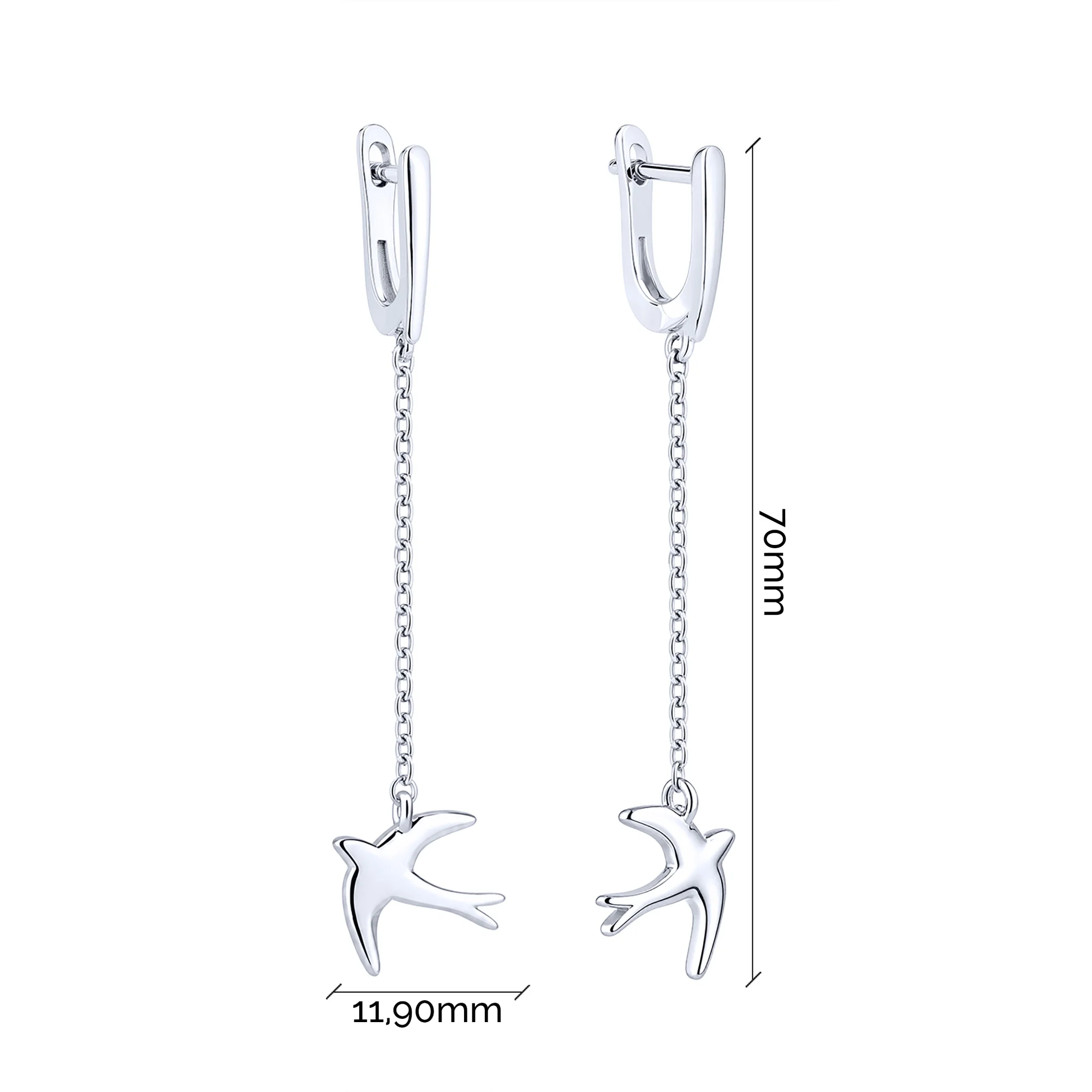 Серьги "Птицы" из серебра с подвесами - 2257767 - 2