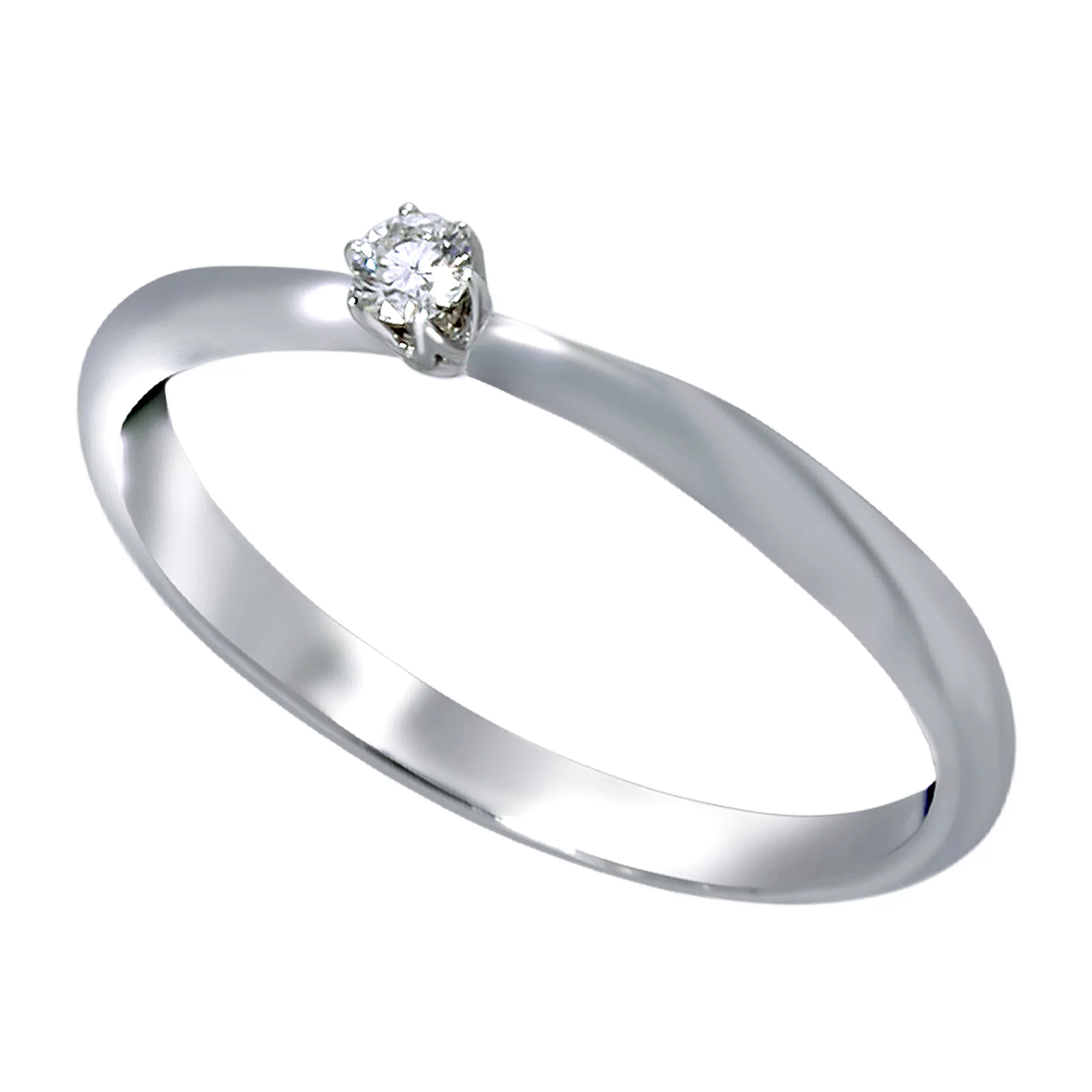Каблучка для заручин з білого золота з діамантом - 970684 – зображення 1